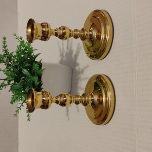 Baldwin Forged in Baldwin America Brass Candle Holders.